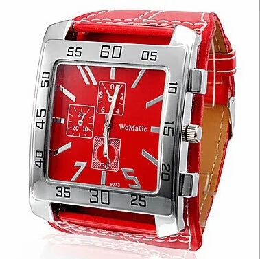 Fashion Square Watch Women White Wide Strap Quartz Wristwatch