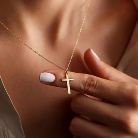 Fashion Stainless Steel Cross Gold Silver Color Necklace for Women Men Exquisite Chain Necklaces Jewelry Gift Idea