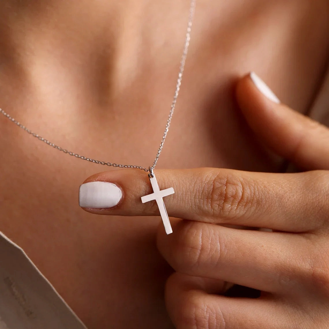 Fashion Stainless Steel Cross Gold Silver Color Necklace for Women Men Exquisite Chain Necklaces Jewelry Gift Idea