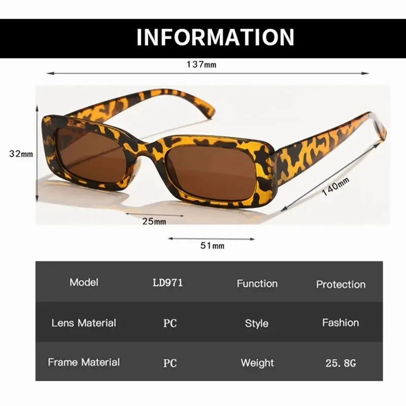Fashion Sunglasses Classic Retro Square Glasses Women Vintage Eyewear Travel Small Rectangle Anti-Glare Sun Glasses