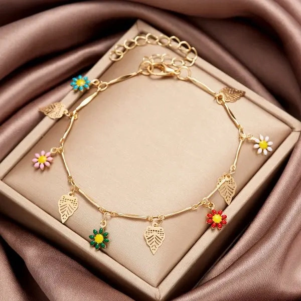 Fashion Sweet Flower Daisy Bracelet for Women Girl Y2K Accessories Boho Colorful Beads Summer Jewelry