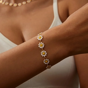 Fashion Sweet Flower Daisy Bracelet for Women Girl Y2K Accessories Boho Colorful Beads Summer Jewelry