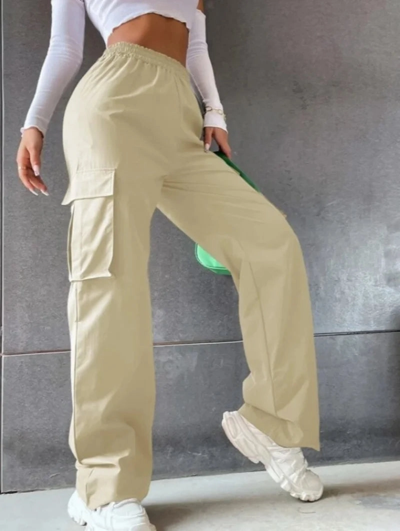 Fashion Women Baggy Joggers Pants Casual Chic High Waist Cargo Trousers