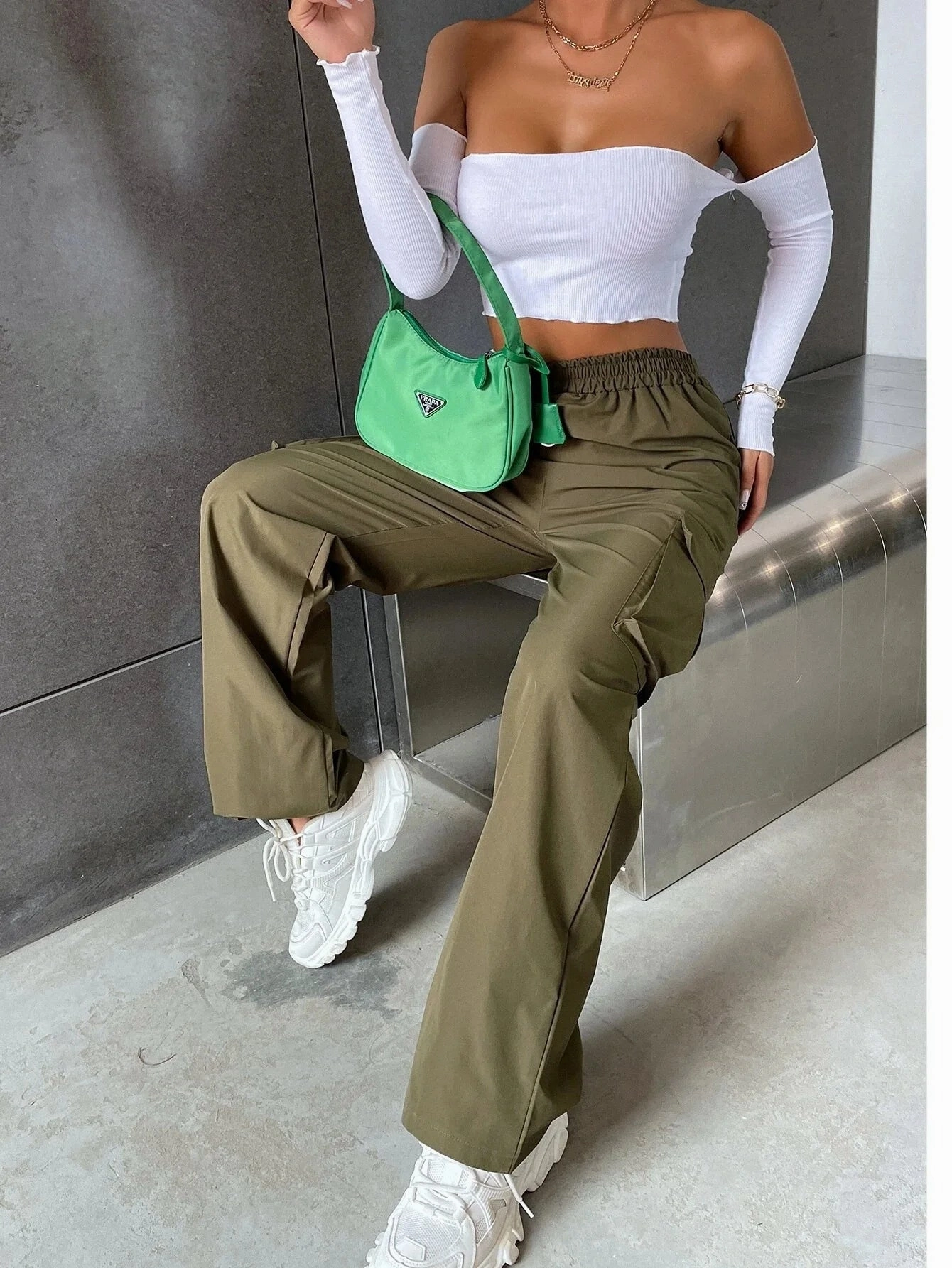 Fashion Women Baggy Joggers Pants Casual Chic High Waist Cargo Trousers