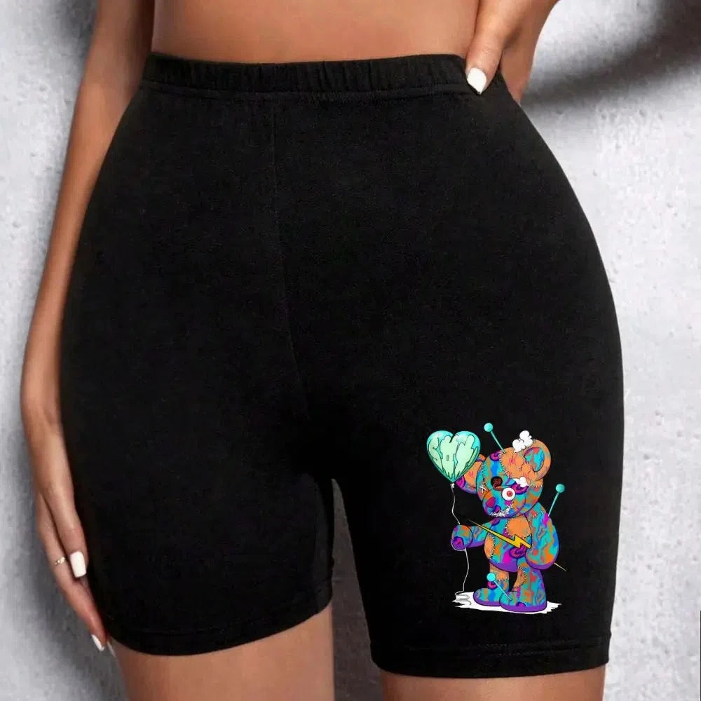Fashion Women Leggings Short Teddy Bear Funny Graphic Shorts