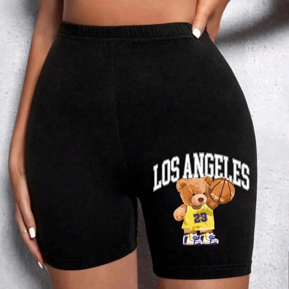 Fashion Women Leggings Short Teddy Bear Funny Graphic Shorts