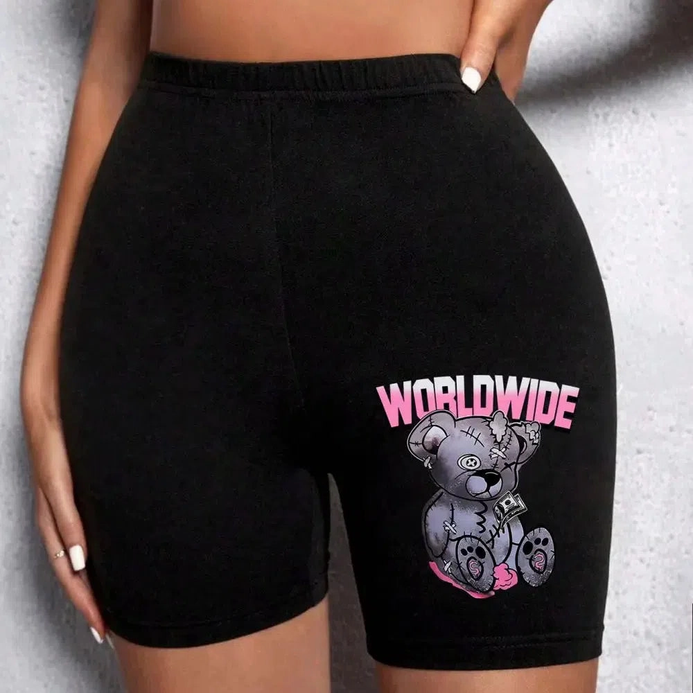 Fashion Women Leggings Short Teddy Bear Funny Graphic Shorts