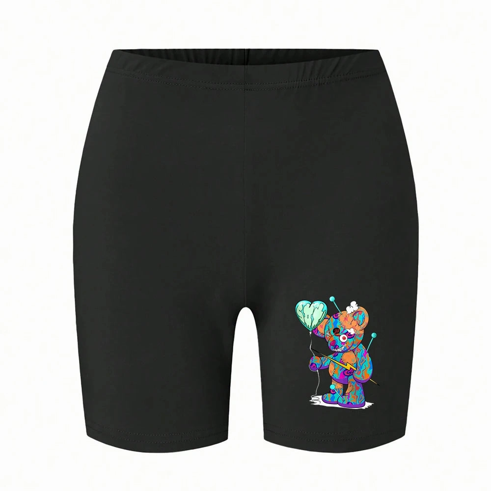 Fashion Women Leggings Short Teddy Bear Funny Graphic Shorts