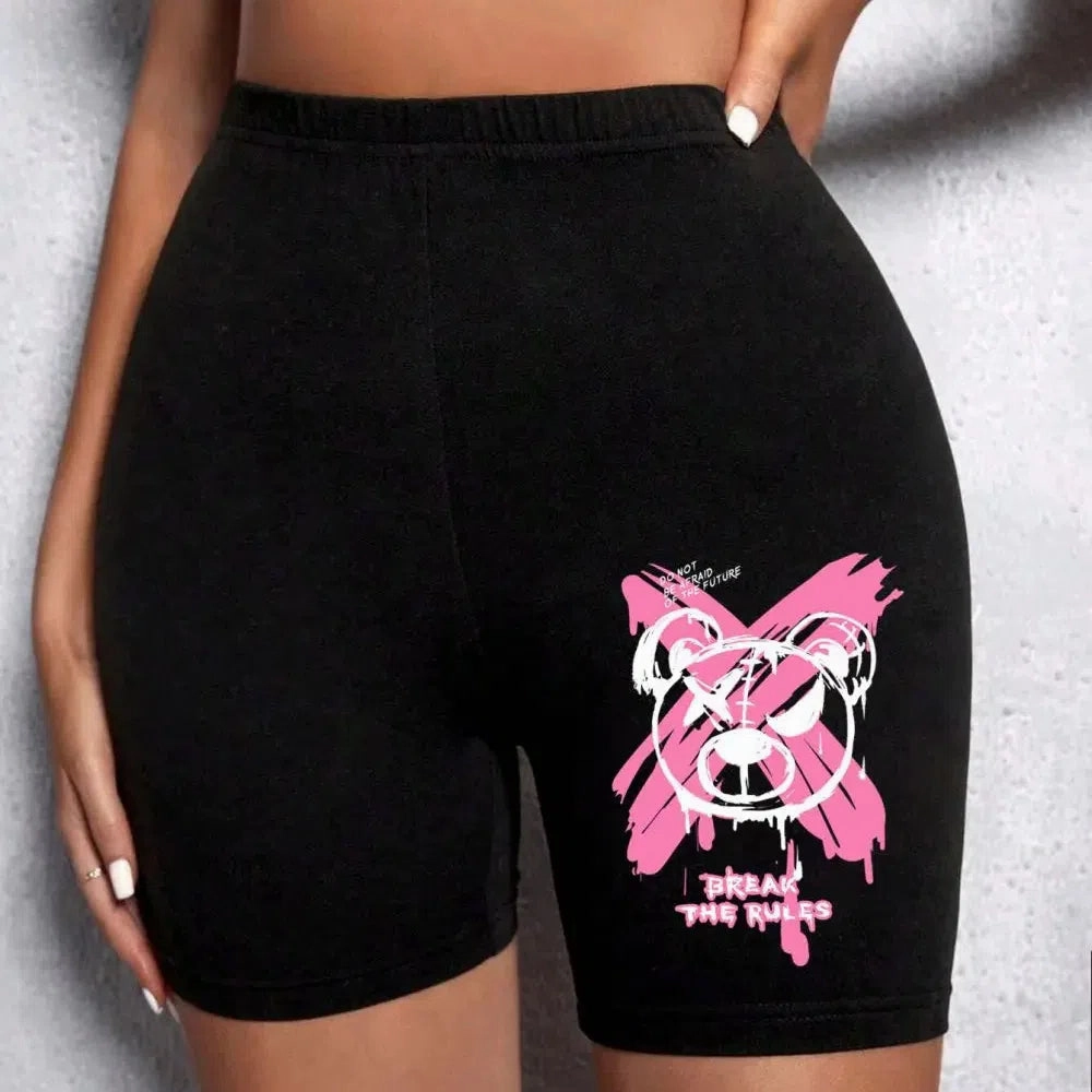 Fashion Women Leggings Short Teddy Bear Funny Graphic Shorts