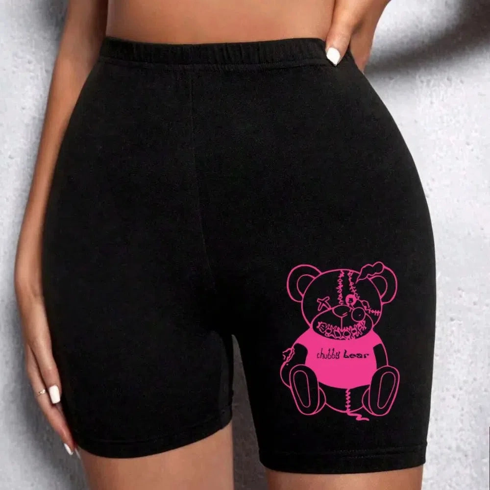 Fashion Women Leggings Short Teddy Bear Funny Graphic Shorts