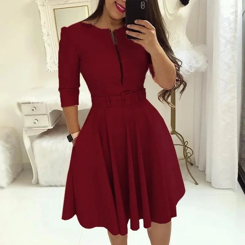 Fashion Women Patchwork A-line Dress for Autumn/Winter