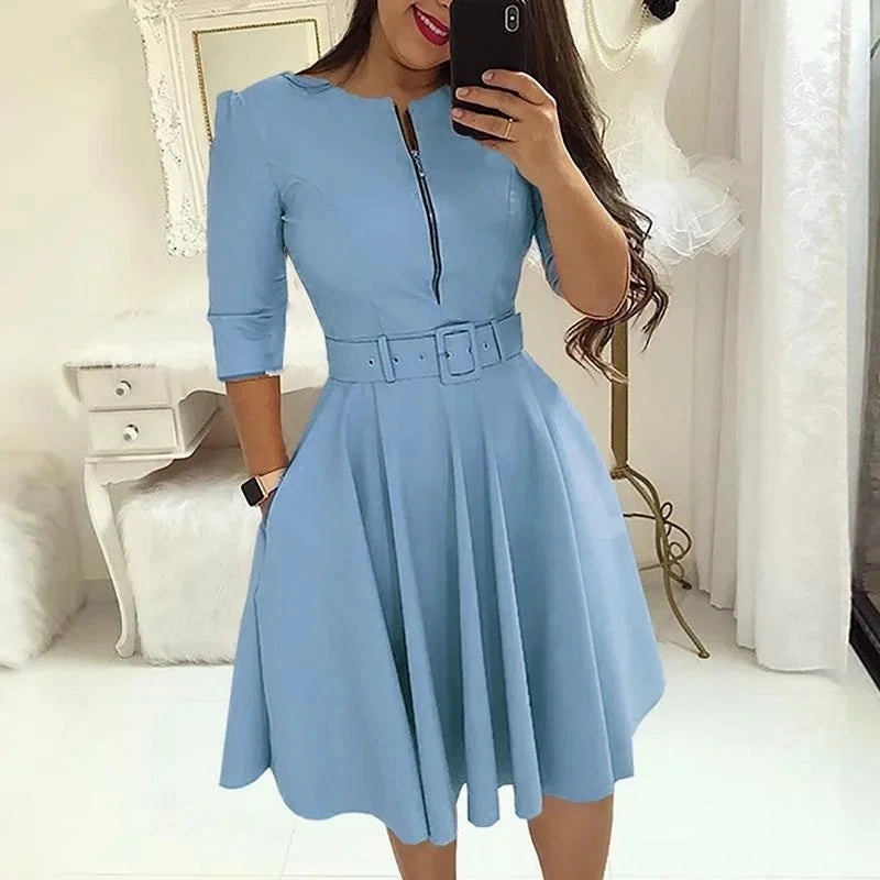 Fashion Women Patchwork A-line Dress for Autumn/Winter