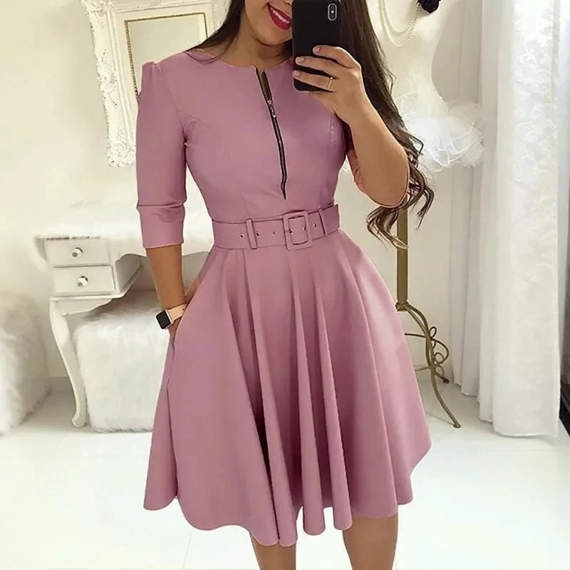 Fashion Women Patchwork A-line Dress for Autumn/Winter