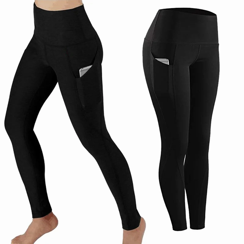 Fashion Women's High Waist Skinny Leggings with Pockets for Gym Workout and Yoga Trousers