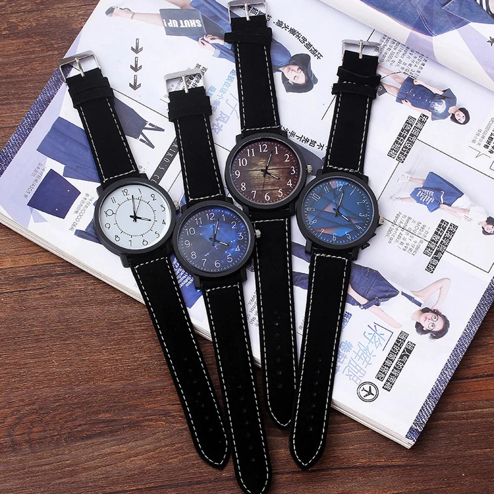 Fashion Wrist Watch Women Quartz Wristwatches Large Dial PU
