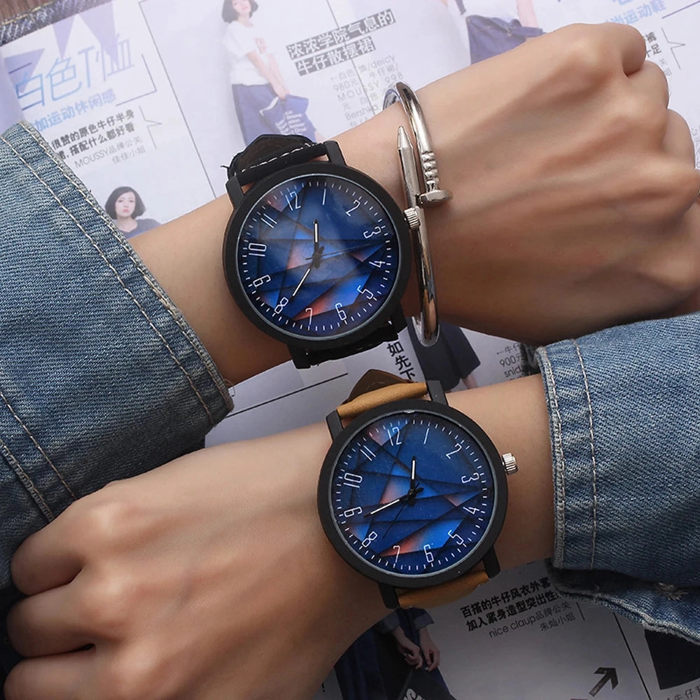 Fashion Wrist Watch Women Quartz Wristwatches Large Dial PU