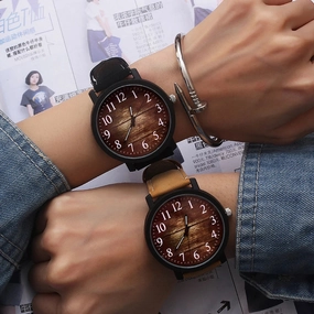 Fashion Wrist Watch Women Quartz Wristwatches Large Dial PU