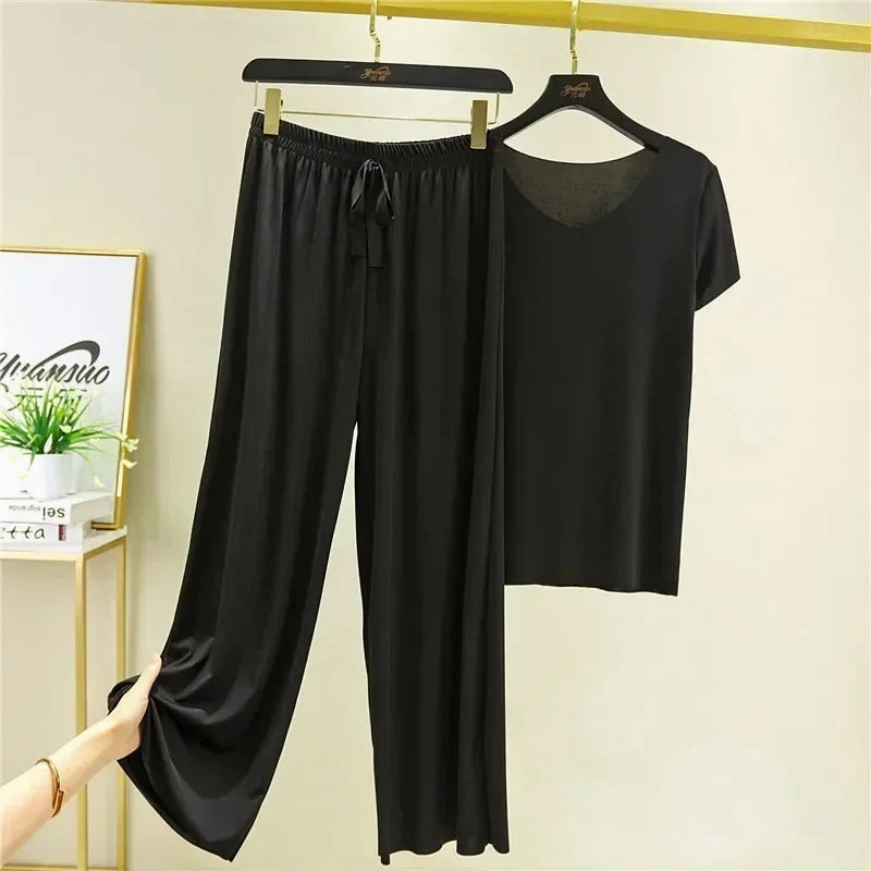 Female Home Clothes 2 Pieces Set Loose Summer Lounge Wear