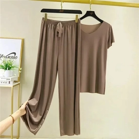 Female Home Clothes 2 Pieces Set Loose Summer Lounge Wear
