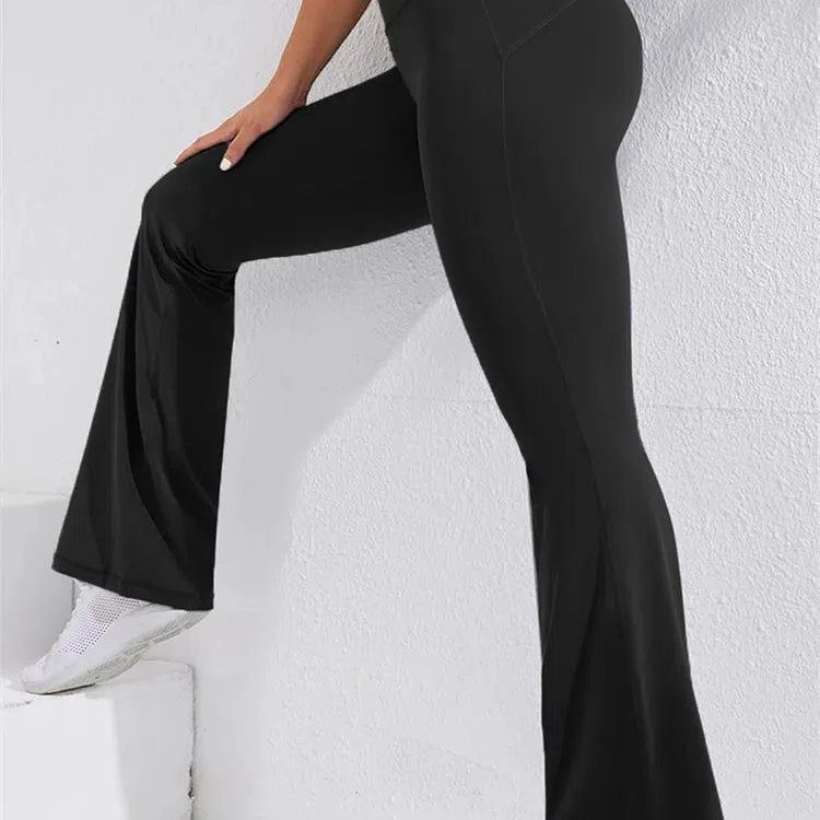 Flare Leggings Yoga Women High Waist Wide Leg Pants Slim Fit