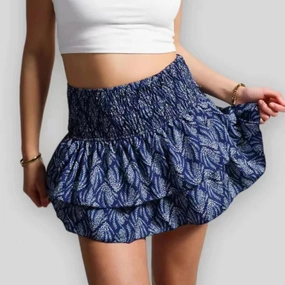 Floral Pleated Short Skirt For Women Summer Vintage Style