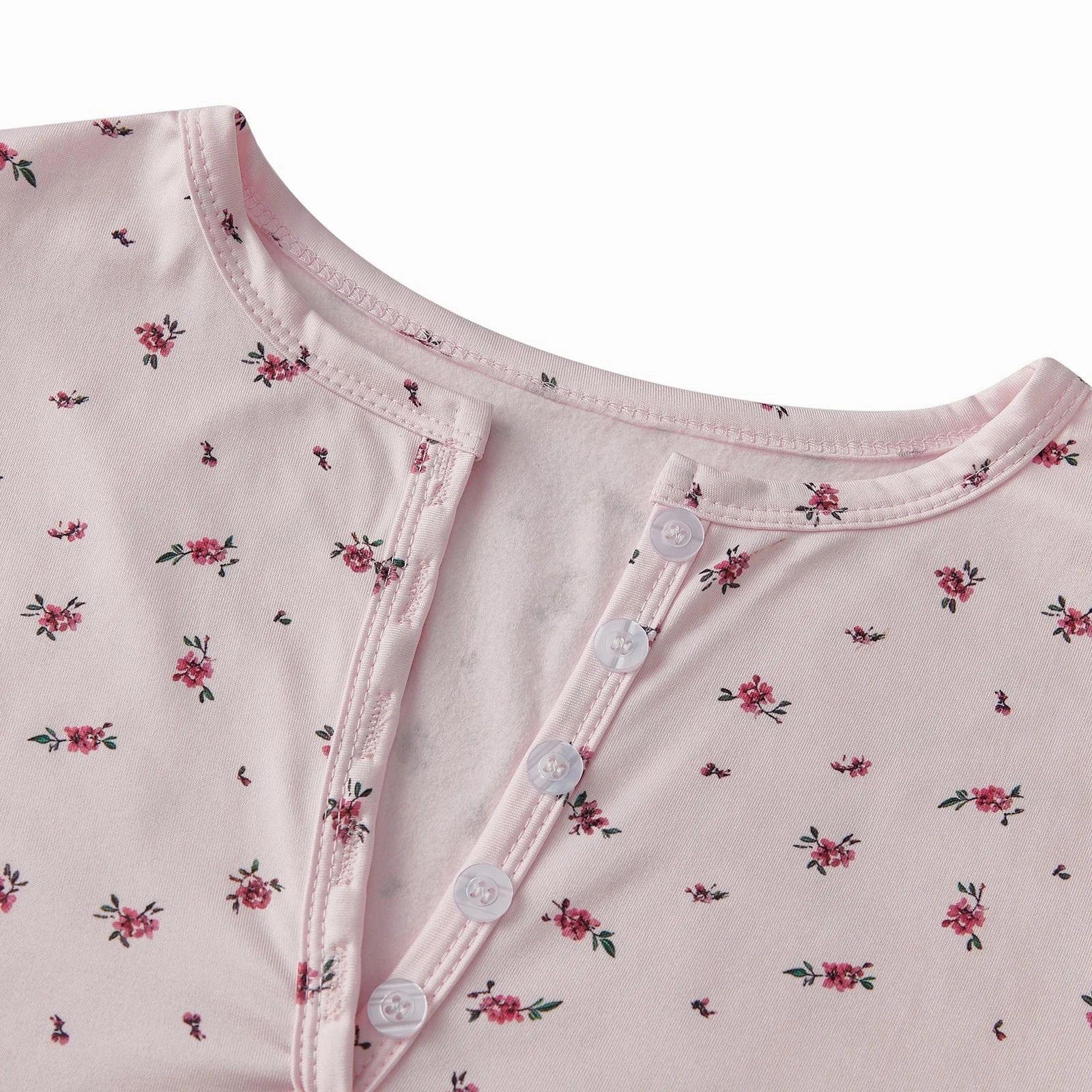 Floral Print Pajamas Sets Women's Lounge Wear Long Sleeve V-Neck Slim Fit Tops & Mini Shorts 2 Pcs Sleepwear for Cozy Nights