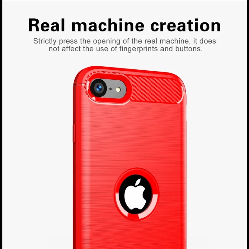 For Cover iPhone SE Case Shockproof TPU Carbon Fiber Design