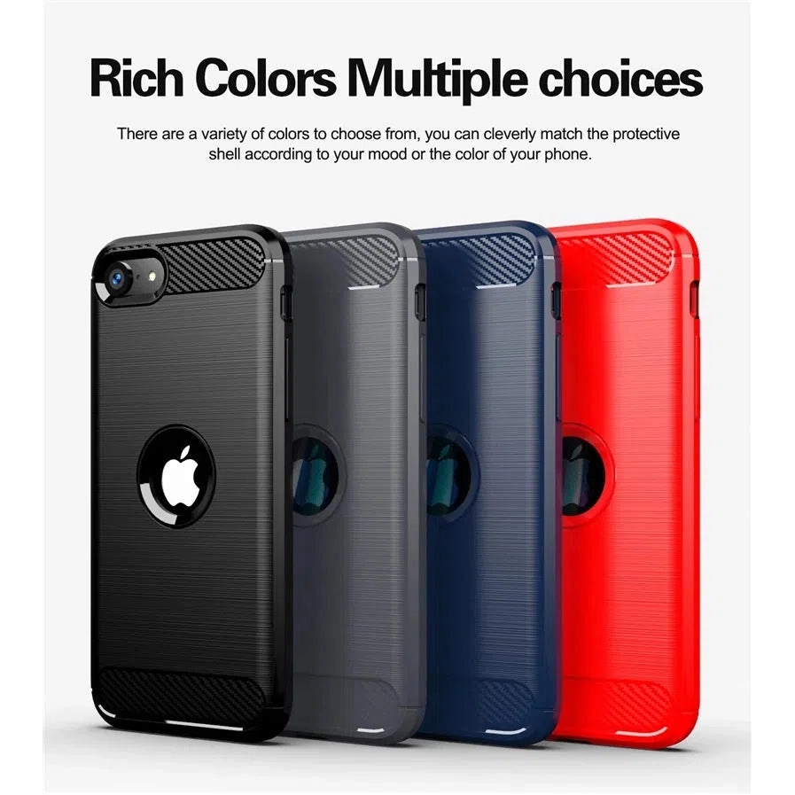 For Cover iPhone SE Case Shockproof TPU Carbon Fiber Design