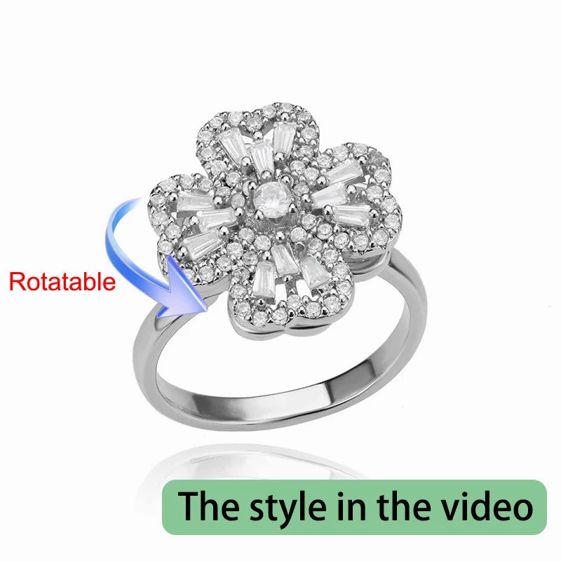 Four Clover Rotating Anxiety Rings for Women Adjustable Gold