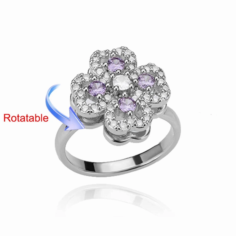 Four Clover Rotating Anxiety Rings for Women Adjustable Gold