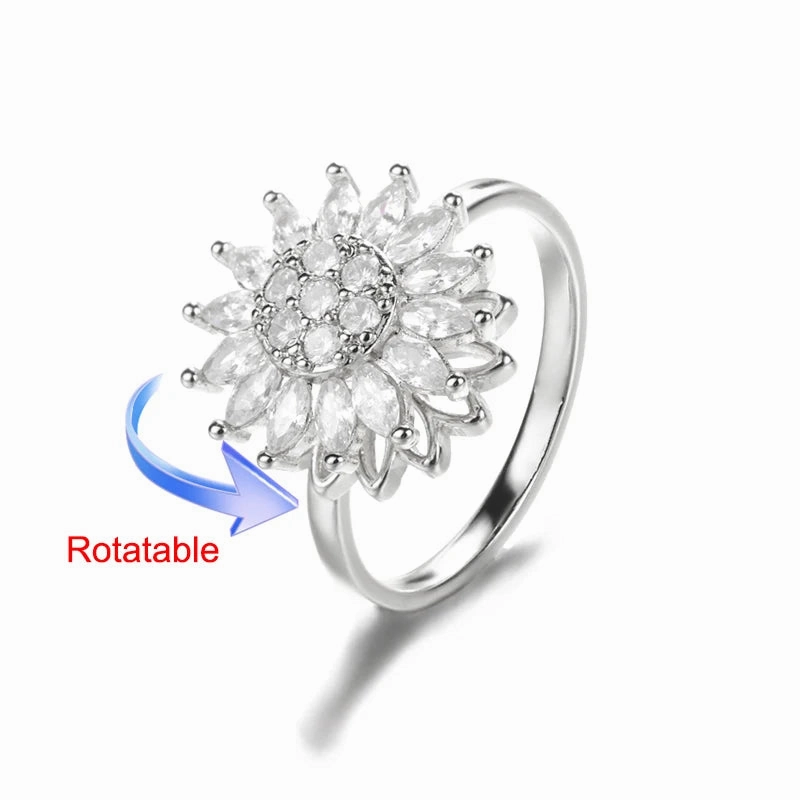 Four Clover Rotating Anxiety Rings for Women Adjustable Gold