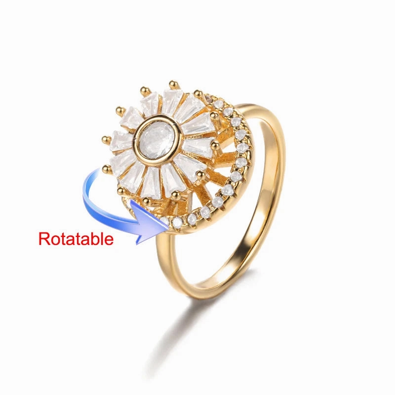 Four Clover Rotating Anxiety Rings for Women Adjustable Gold
