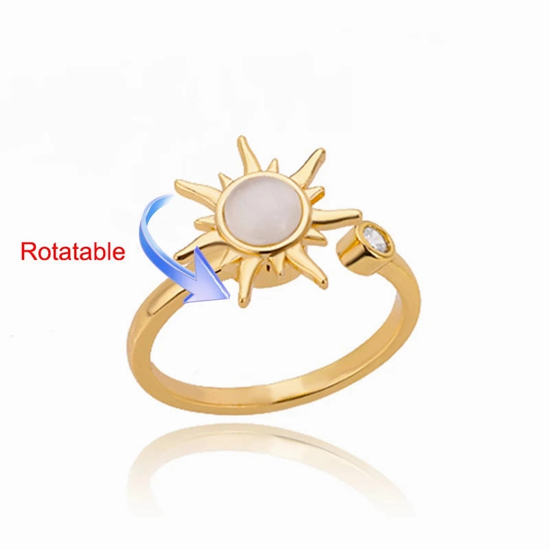 Four Clover Rotating Anxiety Rings for Women Adjustable Gold
