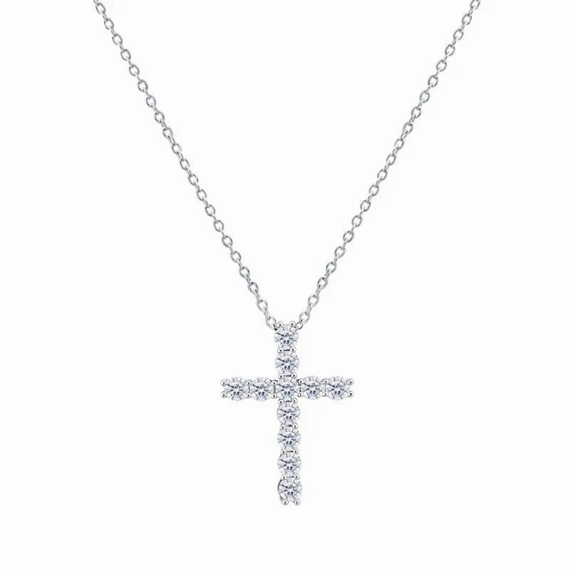 Foxanry Bling Zircon Necklace For Women Romantic Cross Pendant