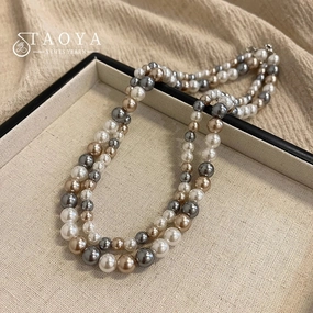 French Elegant Romantic Mixed Color Pearl Beaded Necklace