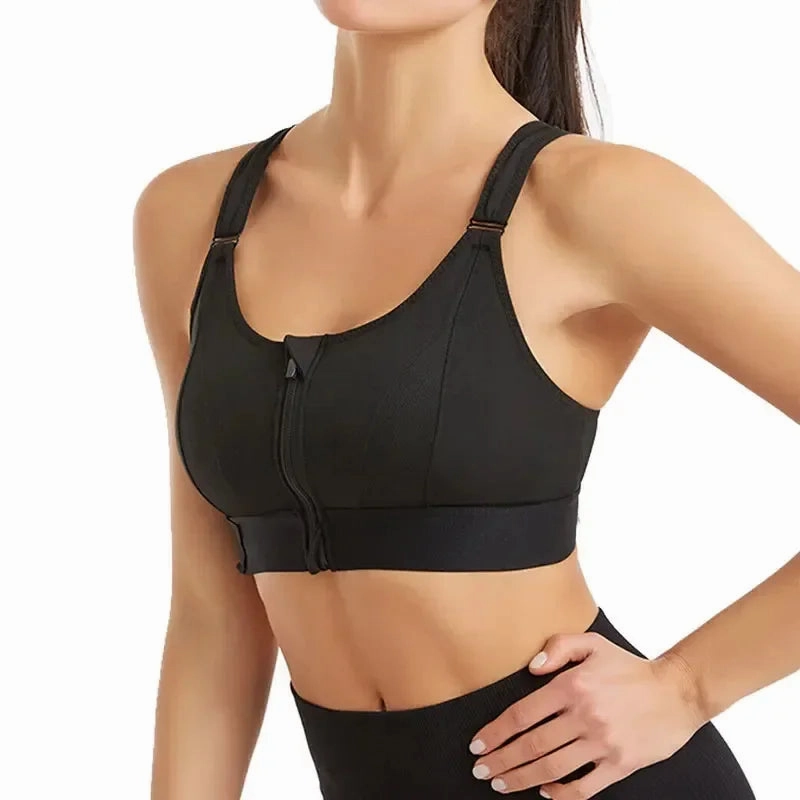 Front Zipper Adjustable Strap Shockproof Sports Bras Slim Yoga Crop Top for Women Fitness Athletic Wear