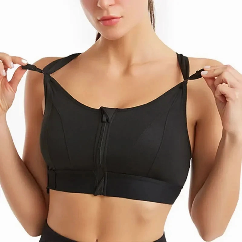 Front Zipper Adjustable Strap Shockproof Sports Bras Slim Yoga Crop Top for Women Fitness Athletic Wear
