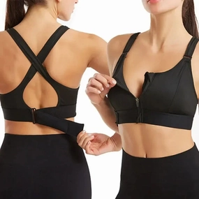 Front Zipper Adjustable Strap Shockproof Sports Bras Slim Yoga Crop Top for Women Fitness Athletic Wear