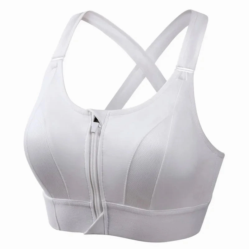 Front Zipper Adjustable Strap Shockproof Sports Bras Slim Yoga Crop Top for Women Fitness Athletic Wear