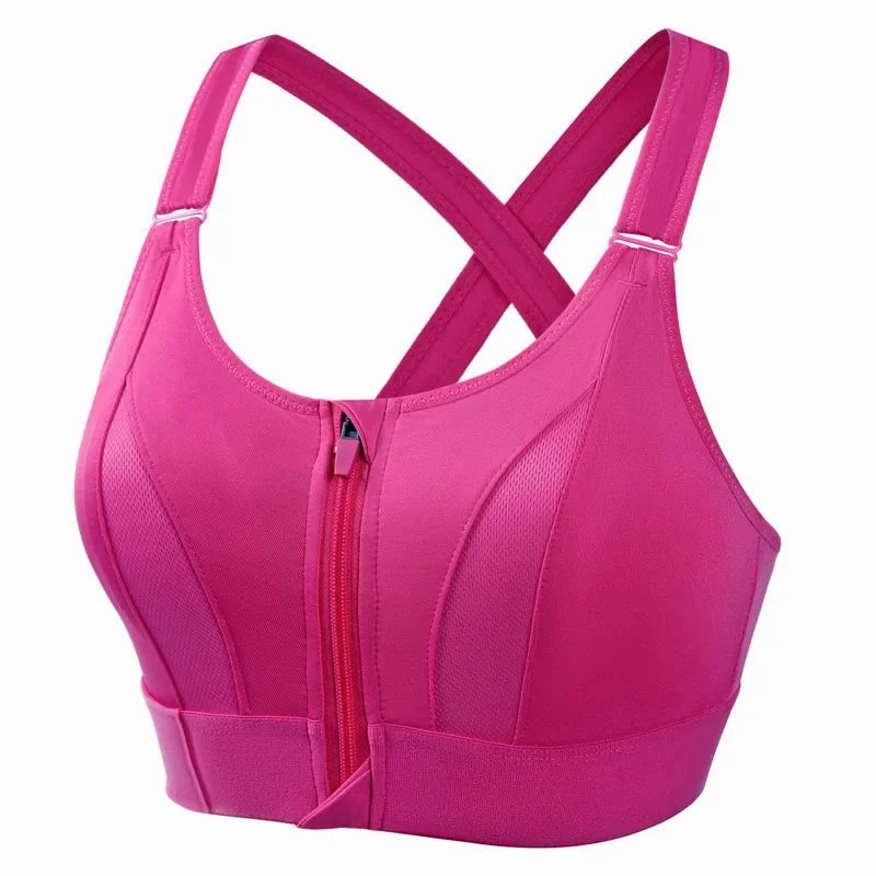 Front Zipper Adjustable Strap Shockproof Sports Bras Slim Yoga Crop Top for Women Fitness Athletic Wear