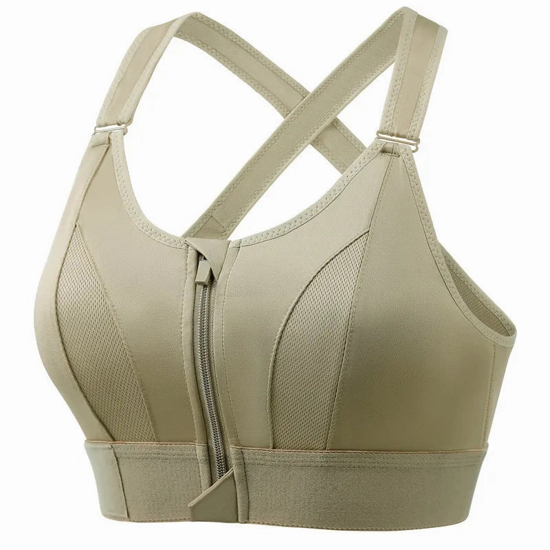 Front Zipper Adjustable Strap Shockproof Sports Bras Slim Yoga Crop Top for Women Fitness Athletic Wear