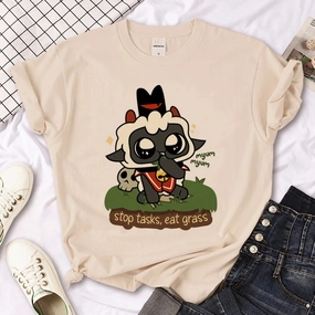 Funny Comic-Inspired Women's Summer T-Shirt - Cult of the Lamb Casual Tee for Juniors, Perfect for All Seasons