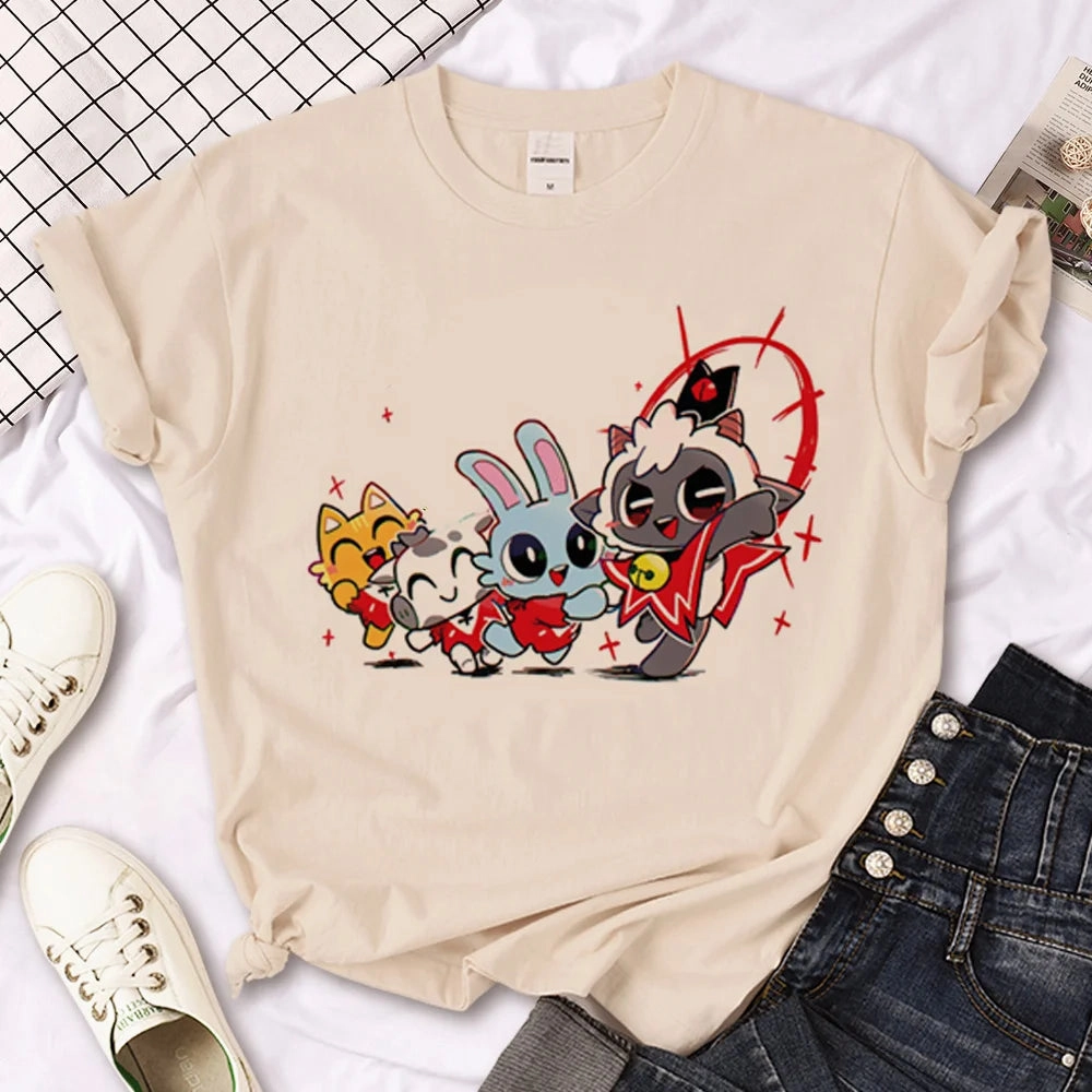 Funny Comic-Inspired Women's Summer T-Shirt - Cult of the Lamb Casual Tee for Juniors, Perfect for All Seasons