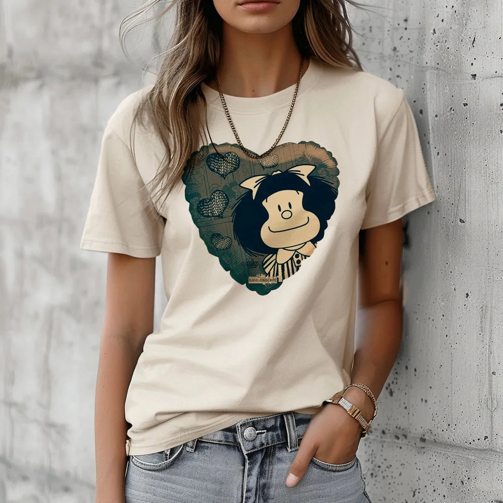 Funny Manga-Inspired Mafalda Tee for Women - Casual Harajuku Style Short Sleeve T-Shirt