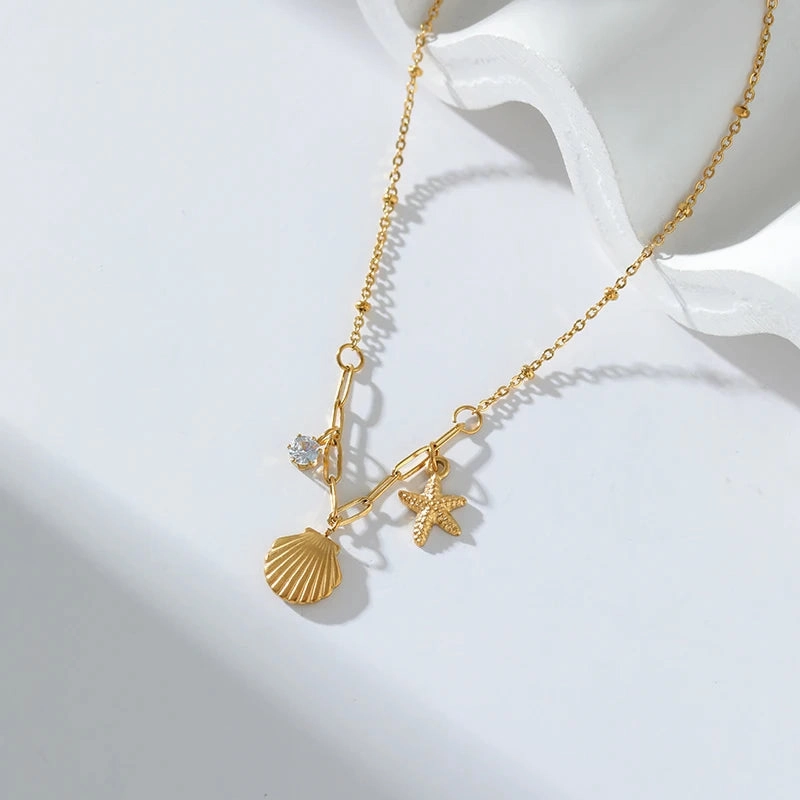 GANEMLY 316L Stainless Steel Starfish Pendant Necklace Women