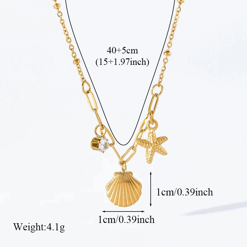 GANEMLY 316L Stainless Steel Starfish Pendant Necklace Women