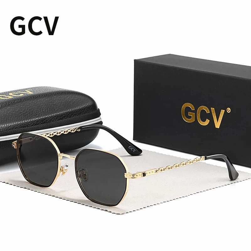 GCV Classic Retro Women's Metal Frame Sunglasses Polaroid Lenses