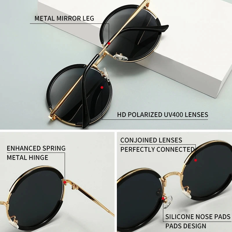 GCV Hot Sale Classic Polarized Round Frame Sunglasses