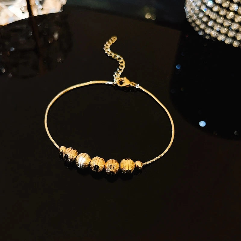 Golden Alloy Sweet Bow Bracelet For Women Adjustable Pearl Zircon Inlay