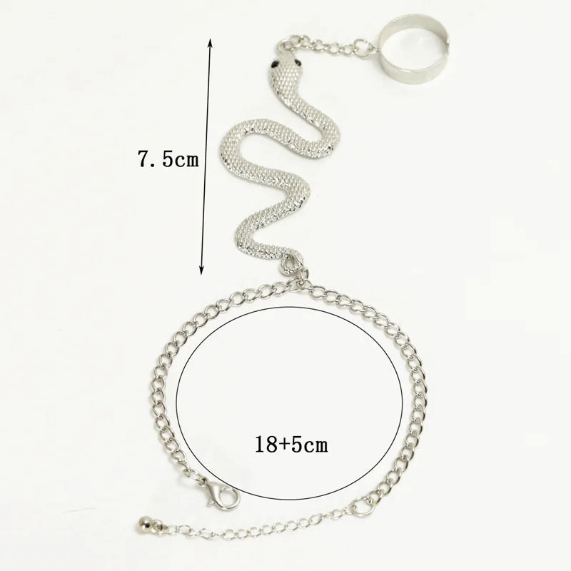 Gothic Exaggerated Snake Shaped Finger Bracelet for Women
